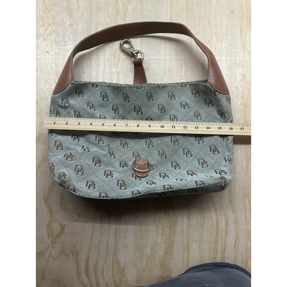 Dooney&Bourke Brown Canvas Monogram Logo Leather‎ Accent bag *flaws* Clean